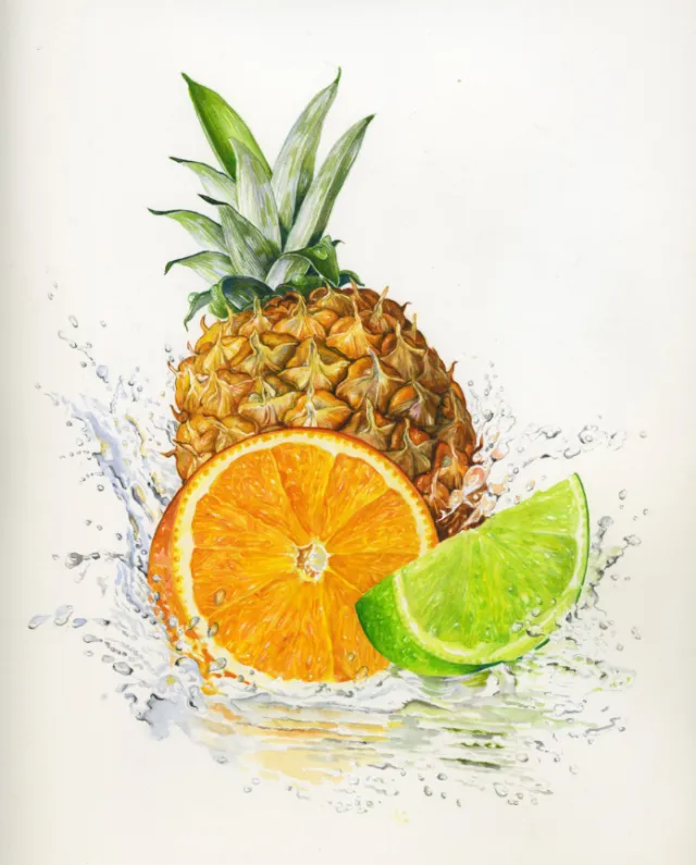 Pineapple, Orange and Lemon illustration by Rosie Sanders