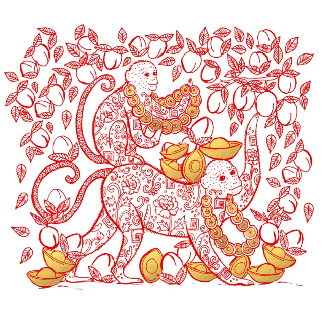 Digital painting of monkeys 