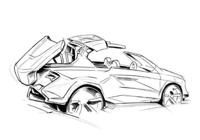 damaged car on the raod with top and back broken