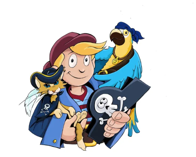 Cartoon girl with birds illustration By Thomas Andrae