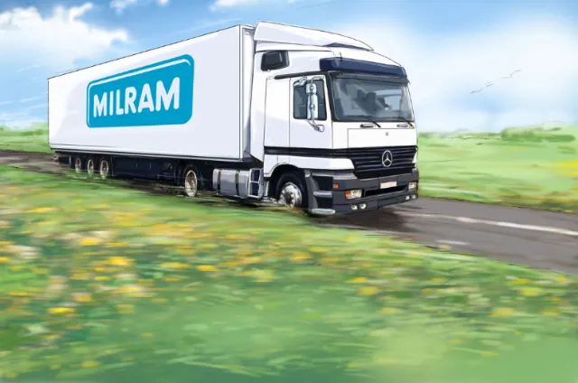 Package van travelling on road