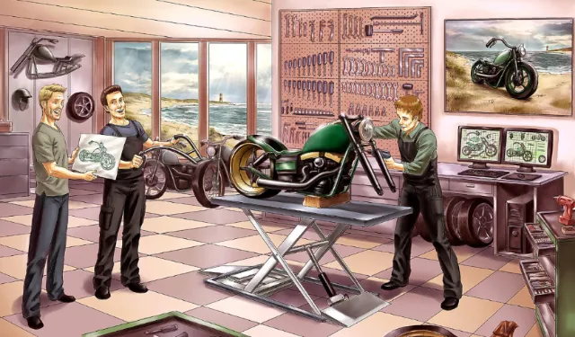 Cartoon illustration of people in garriage
