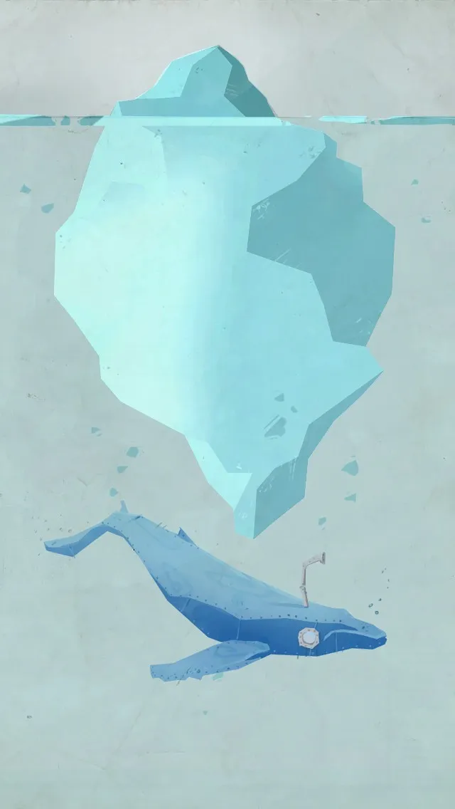 Graphic iceberg and whale