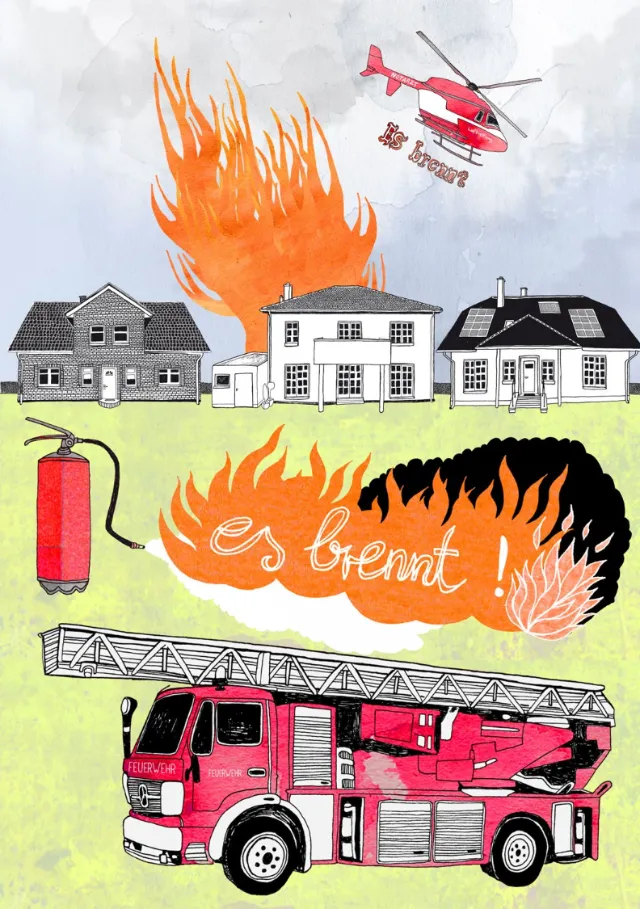 Architecture houses on fire