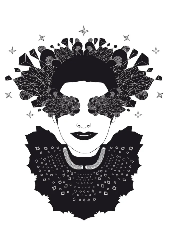 Graphic stones on woman face