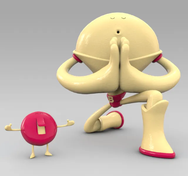 3d characters joining hands