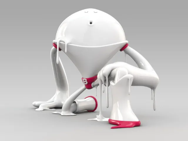 3d super hero dripping white paint