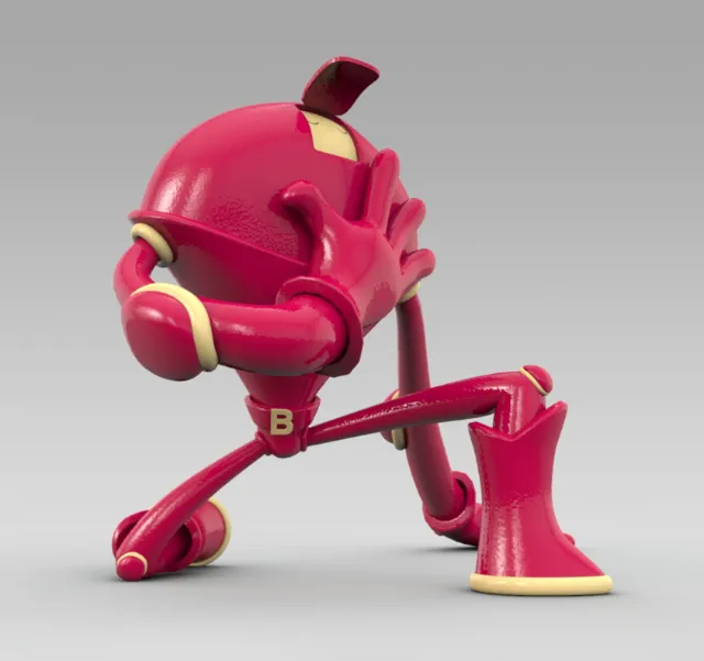 3d big red alien