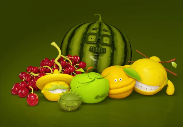 3d fruit characters