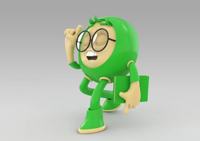 3d character with gree dress
