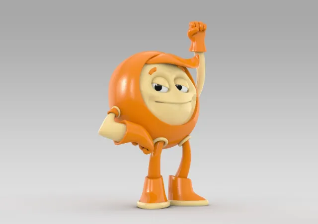 3d funny orange guy