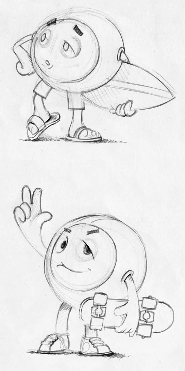 cartoon & humour boy with skii board