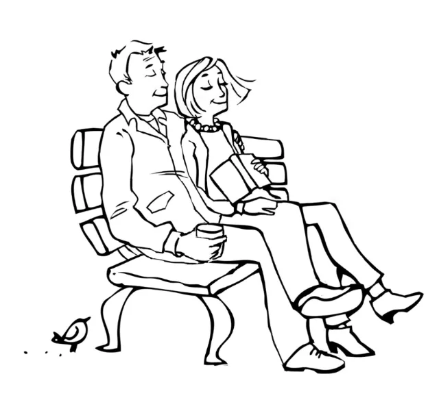 Cartoon couple line drawing