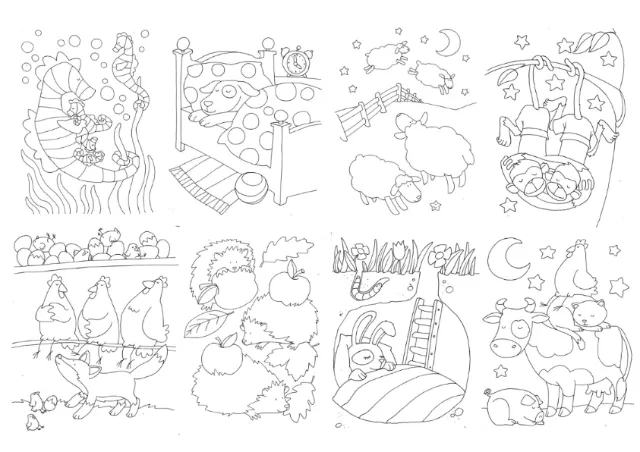 Animals line drawing for coloring book