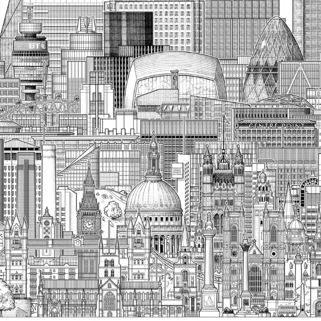 London buildings illustration by  Mike hall