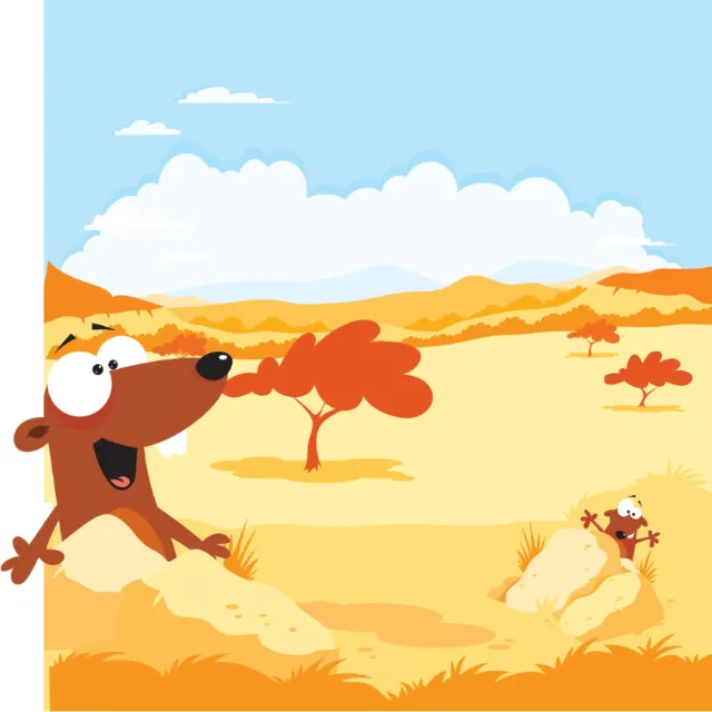 Digital Illustration of animals in forest