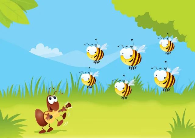 Digital Illustration of honey bee and ant