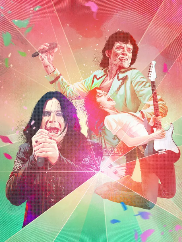 Dynamic performance of musicians with microphone and guitar by POW!!!