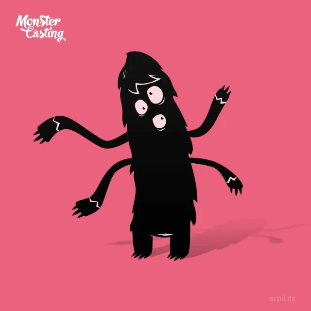 ink drawing monster casting character