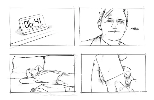 Line illustration of people and time