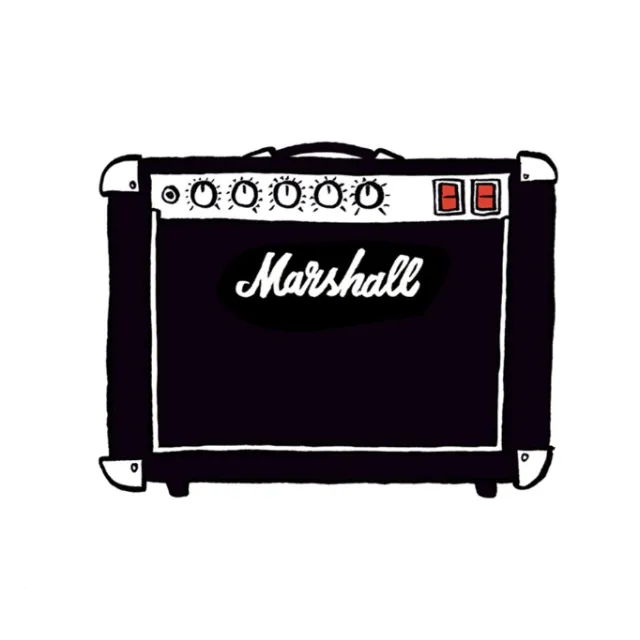 Illustration of a Marshall guitar amplifier by Sebastian Iwohn