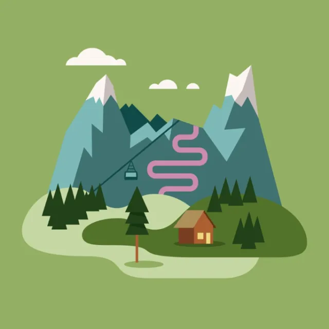 Graphic hill and a house