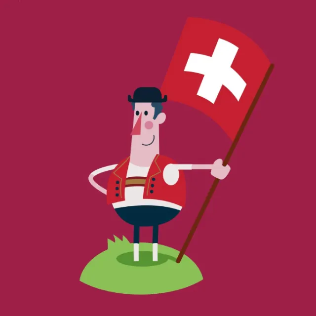 Graphic man standing with Medical flag