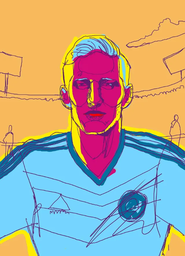 Colorful digital portrait of male athlete by Andreas Schickert