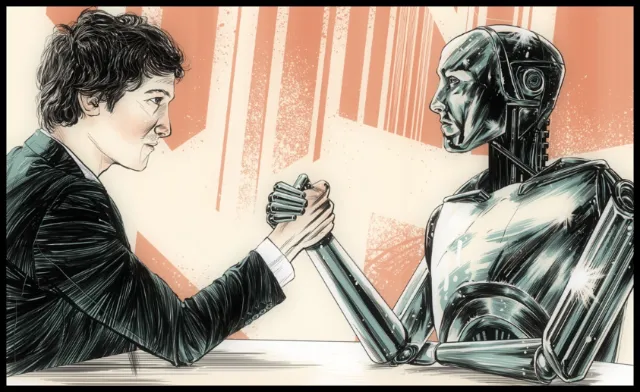 Arm wrestling match between a human and a robot by POW!!!