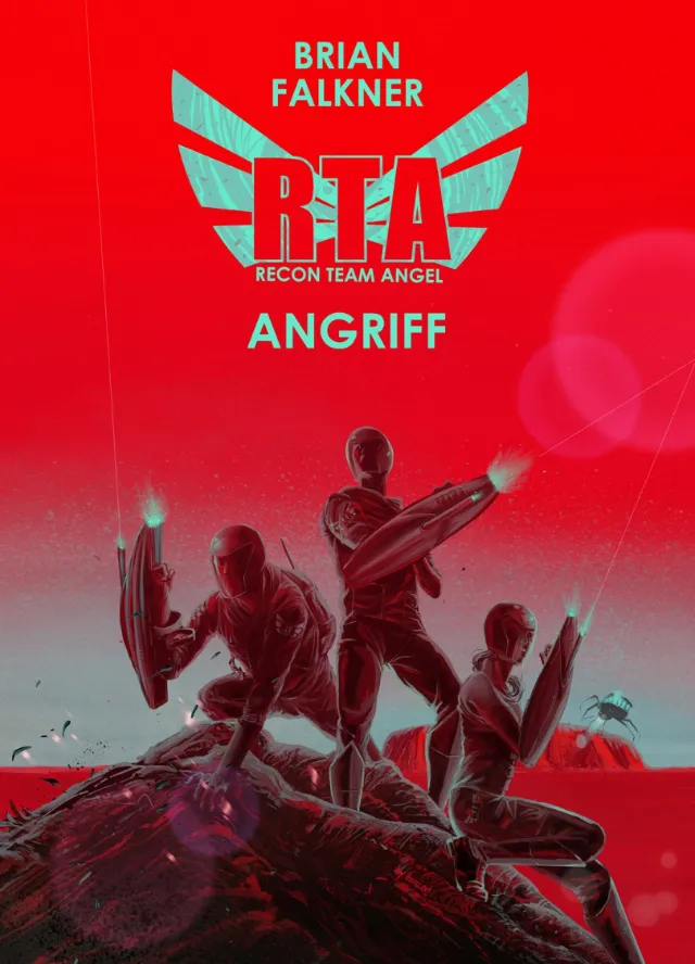 RTA Recon Team Angel book cover art by POW!!! with armed figures on red background