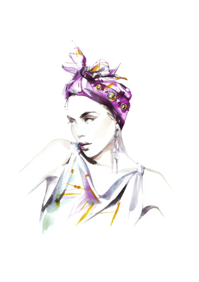 Watercolor beauty illustration woman model
