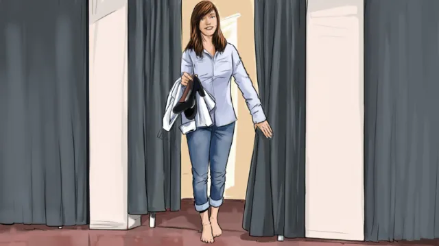 Storyboard of woman at change room