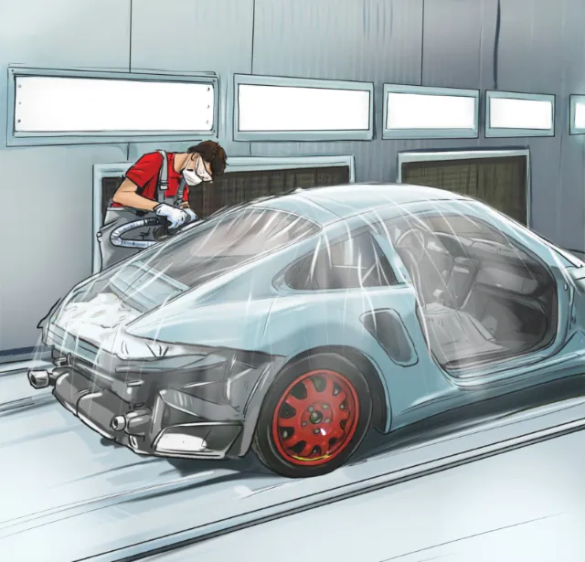 Teachnical storyboard of car repairing
