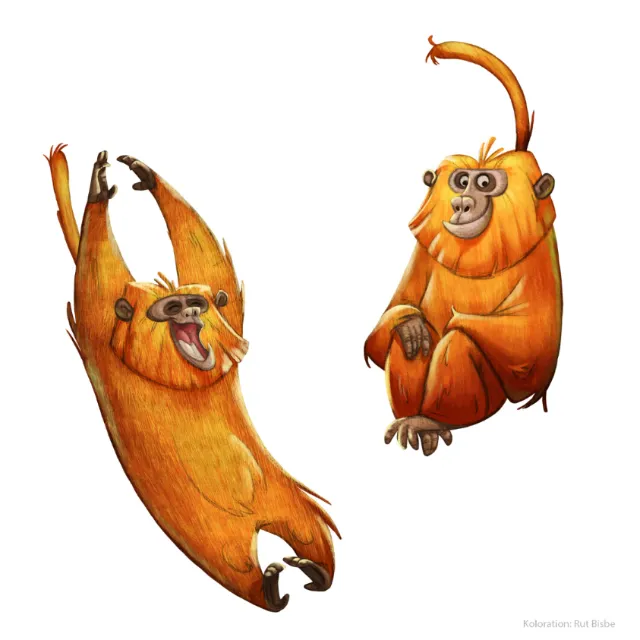 cartoon illustration of monkeys