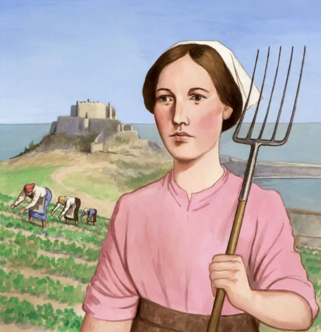 People in farm field