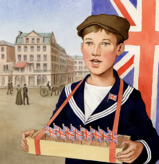Children with UK flags