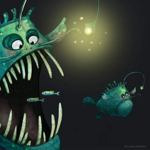 Illustration of scary fish