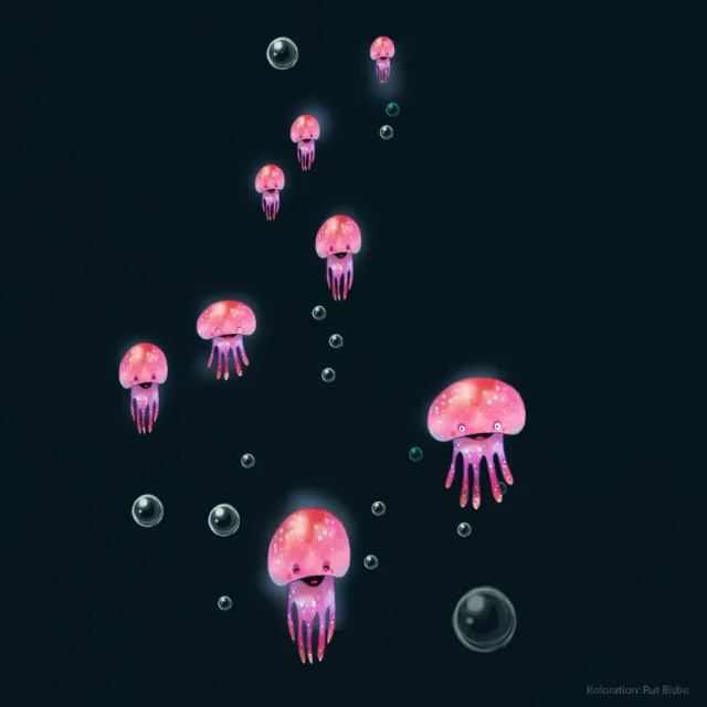 Colorful illustration of jelly fish