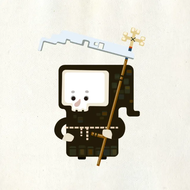 cartoon character design of a man with tool