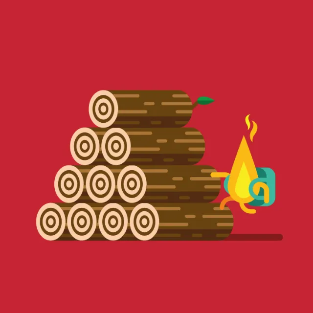 Graphic fire and logs