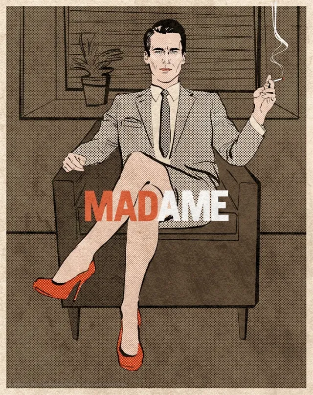 Pop art of a woman on suit holding cigarette