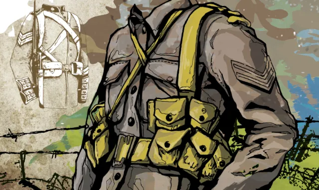Illustration of WW1 soldier uniform with gear by Ede Studio