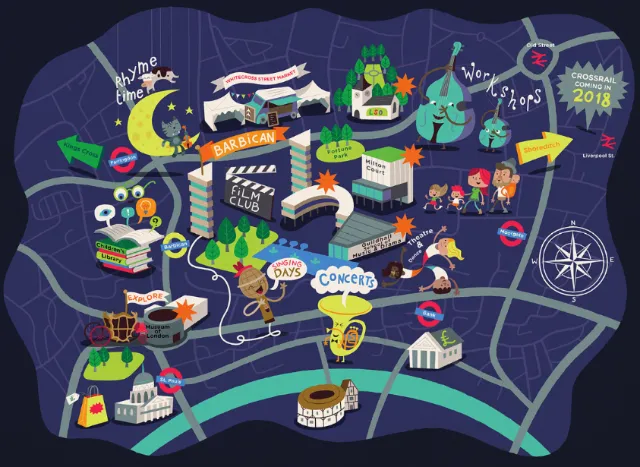 Maps illustration of night city