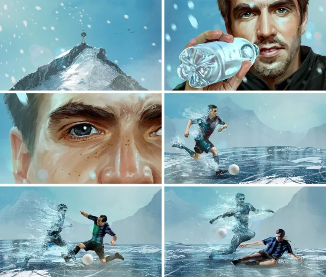 Frozen soccer match with dynamic players on icy field by POW!!!