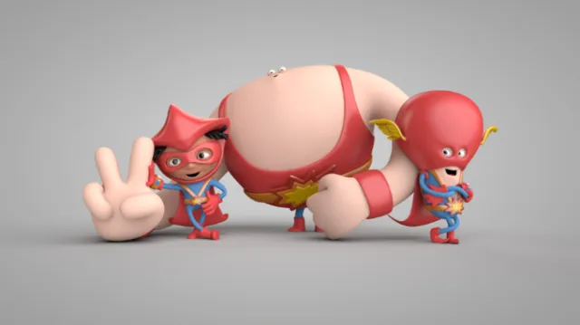 3d characters with victory symbol
