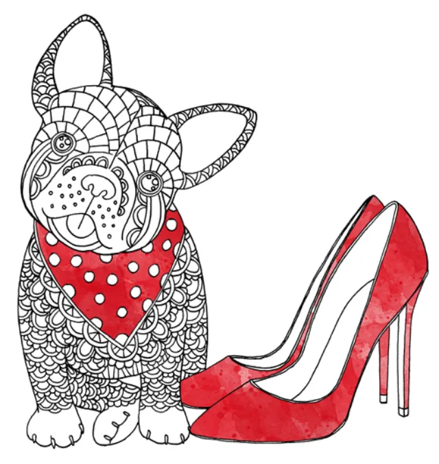 Fashion illustration of dog for Marie Claire Magazine