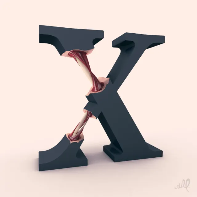 3d lettering X