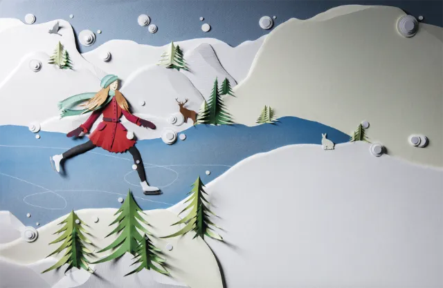 Paper art of snow skating