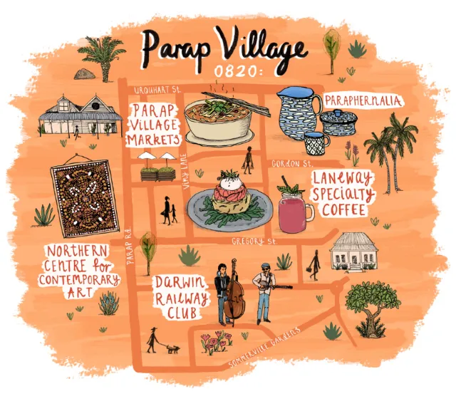 Darwin city map highlighting Parap Village for Jetstar
