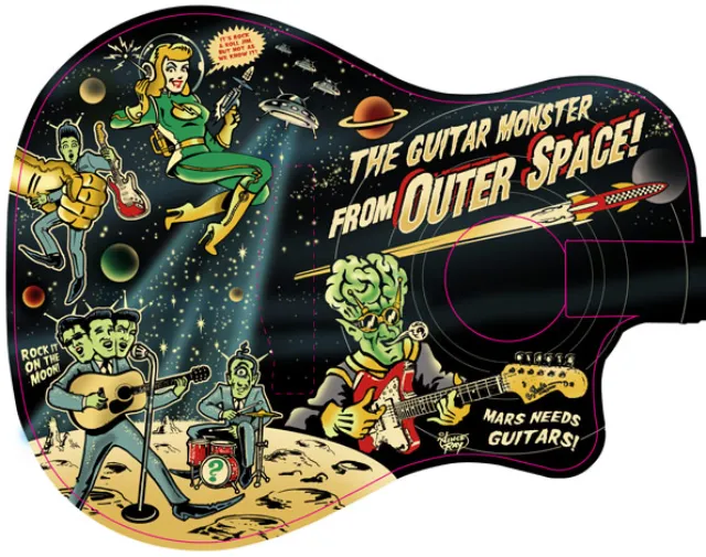 Pop illustration of the guitar monster